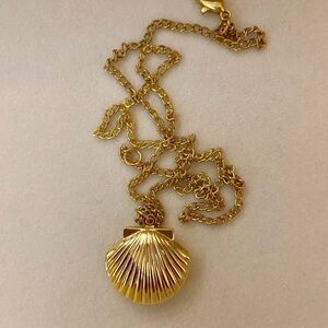 Gold Shell Locket Necklace